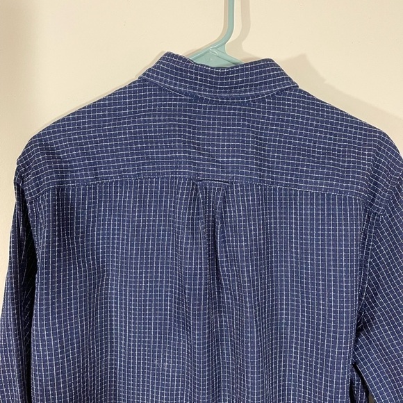 American Eagle sz med mens button down navy windowpane check Premium Indigo - Picture 6 of 12